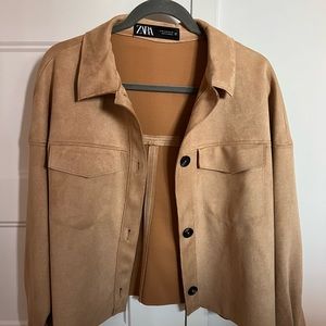 Zara brown faux suede jacket